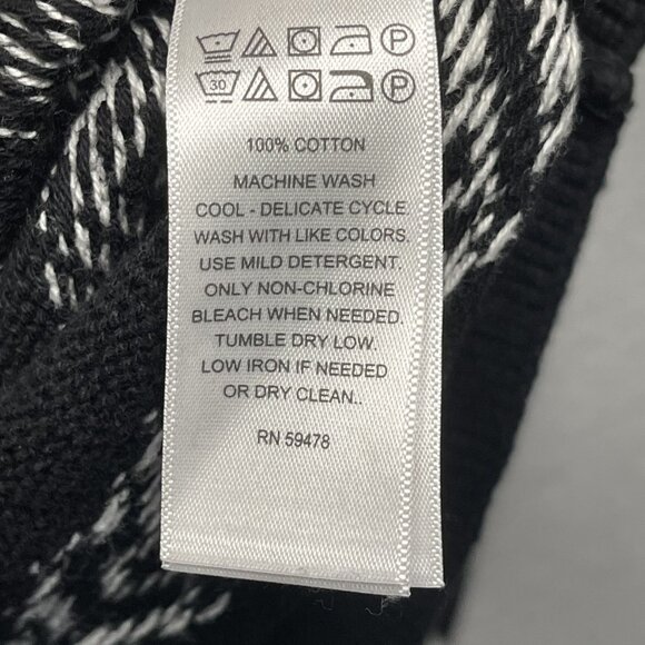 William Rast Mens Geometric Knit Sweater L Cotton Black White - Picture 3 of 5